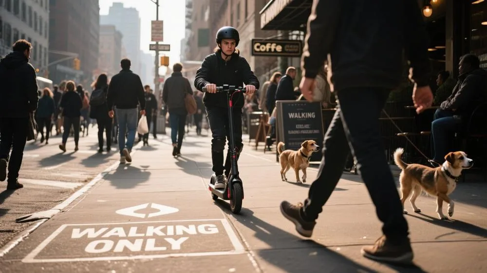 can you ride an e-scooter on the sidewalk